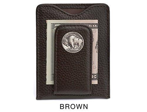 Tokens & Icons Buffalo Nickel Money Clip Credit Card Leather Wallet - Brown