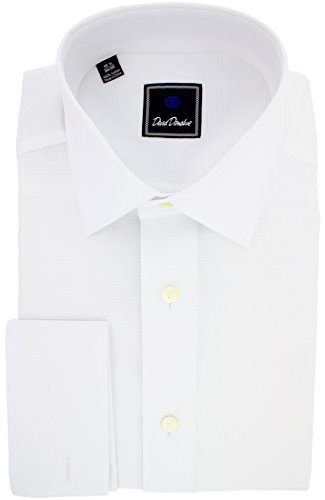 David Donahue Regular Fit Horizontal Rib Solid Formal Tuxedo Shirt - White