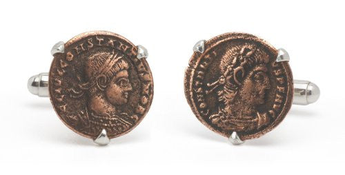 Tokens & Icons Bronze Roman Coin Cufflinks (55RC)