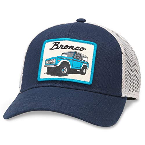 AMERICAN NEEDLE Valin Bronco Truck Adjustable Snapback Baseball Trucker Hat (42960A-BRONCO-INVY) Ivory/Navy