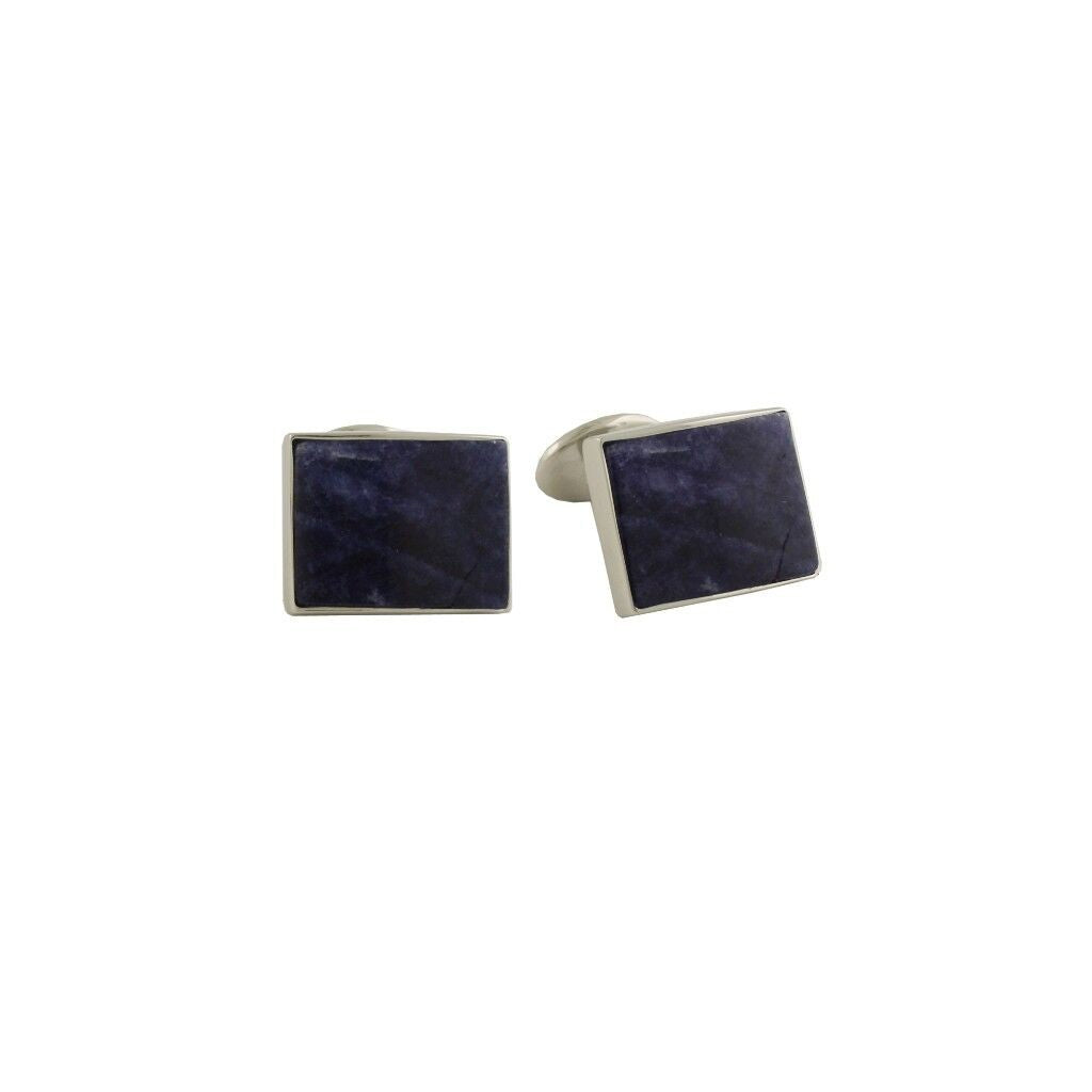David Donahue Men's Sterling Silver Rectangle Sodalite Cuff Links (CL550402)