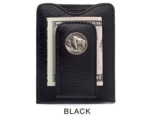 Tokens & Icons Buffalo Nickel Money Clip Credit Card Leather Wallet - Black