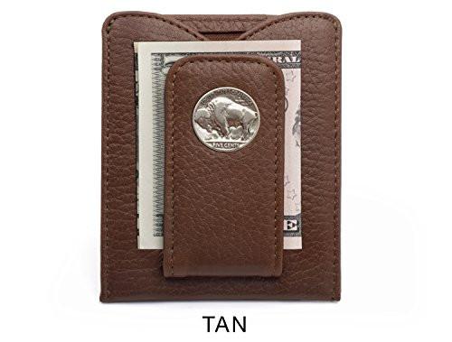 Tokens & Icons Buffalo Nickel Money Clip Credit Card Leather Wallet- Tan