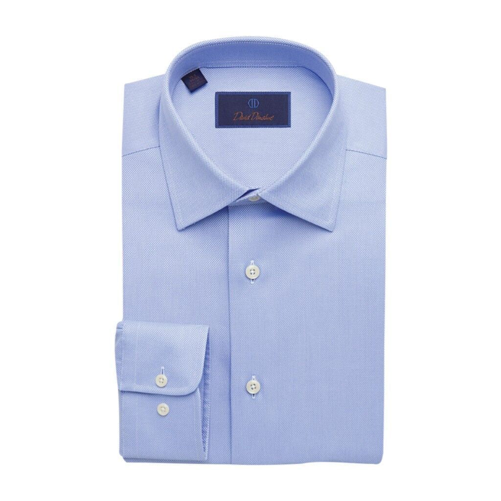 David Donahue Regular Fit Long Sleeve Royal Oxford Dress Shirt, Blue