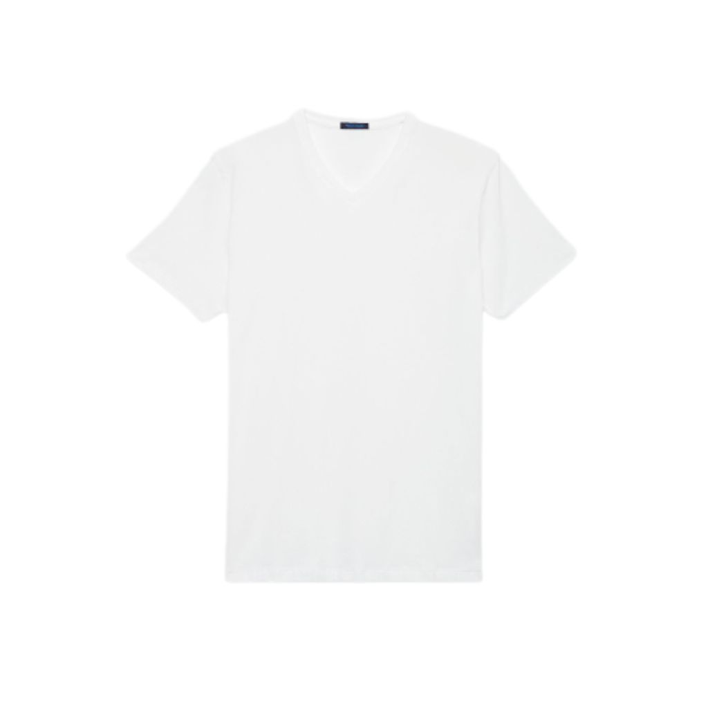 Patrick Assaraf Iconic T-Shirt Short Sleeve V-Neck Regular Fit Pima Cotton Solid Color Men's Tee