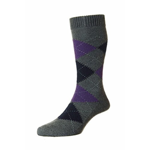 Pantherella Racton Merino Wool Argyle Mid Calf Mens Socks
