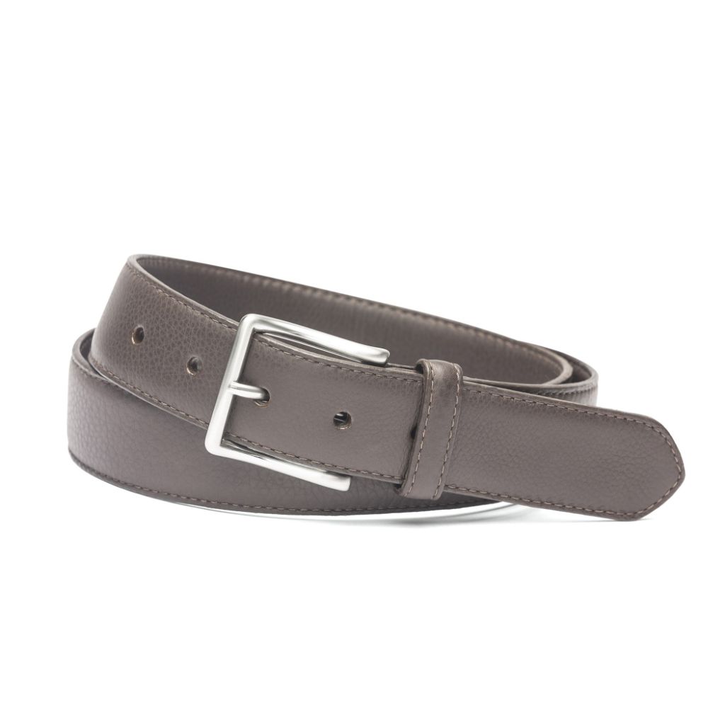 W. Kleinberg Mens 1 3/8” Wide High Pebbled Soft Construction Calf with Brushed Nickel Buckle Belt