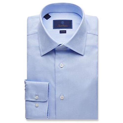 David Donahue Trim Fit Royal Oxford Barrel Cuff Dress Shirt - Blue