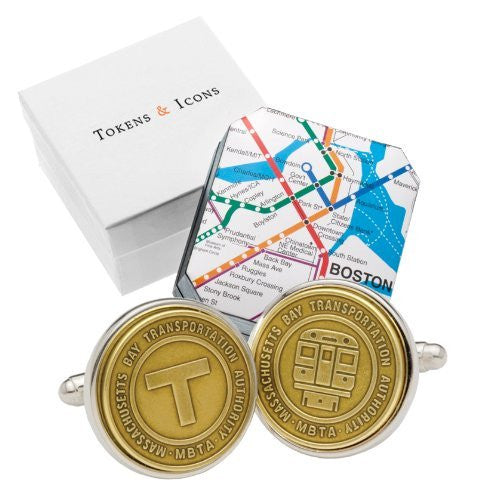 Tokens & Icons Transit Token Sterling Silver Settings Cufflinks (55-TRANSIT-P)
