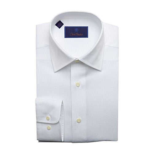 David Donahue Men's Royal Oxford Barrel Cuff Regular Fit Dress Shirt - Solid White