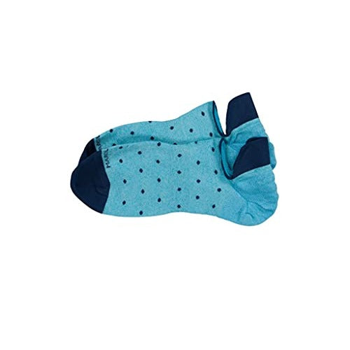 Marcoliani Milano Invisible Touch No Show Pima Cotton Polka Dot Men's Sneaker Socks, Caribe Blue, One Size Fits Most, (MAR3312K-139)