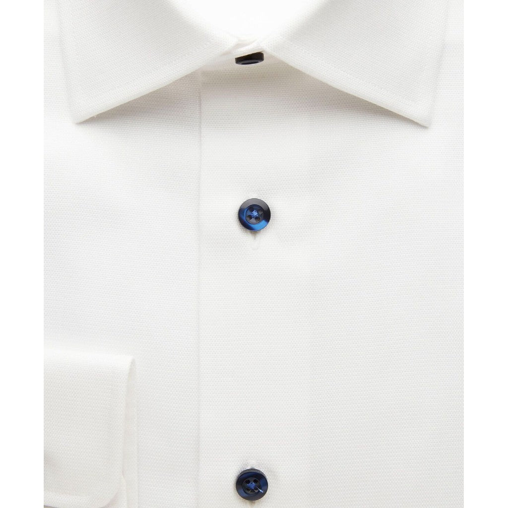 David Donahue Trim Fit Micro Textured White Dress Shirt