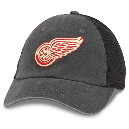 American Needle Raglan Bones NHL Mesh Strapback Hat, Detroit Red Wings, Black (41152A-DRW)