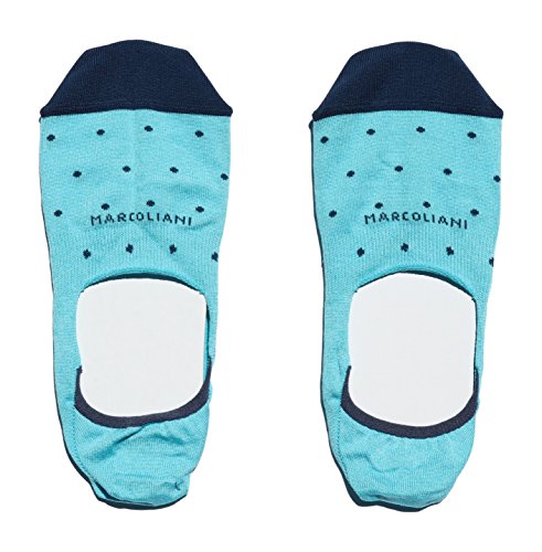 Marcoliani Milano Invisible Touch Polka Dot Pima Cotton Mens Socks, (One Size) Caribe Blue