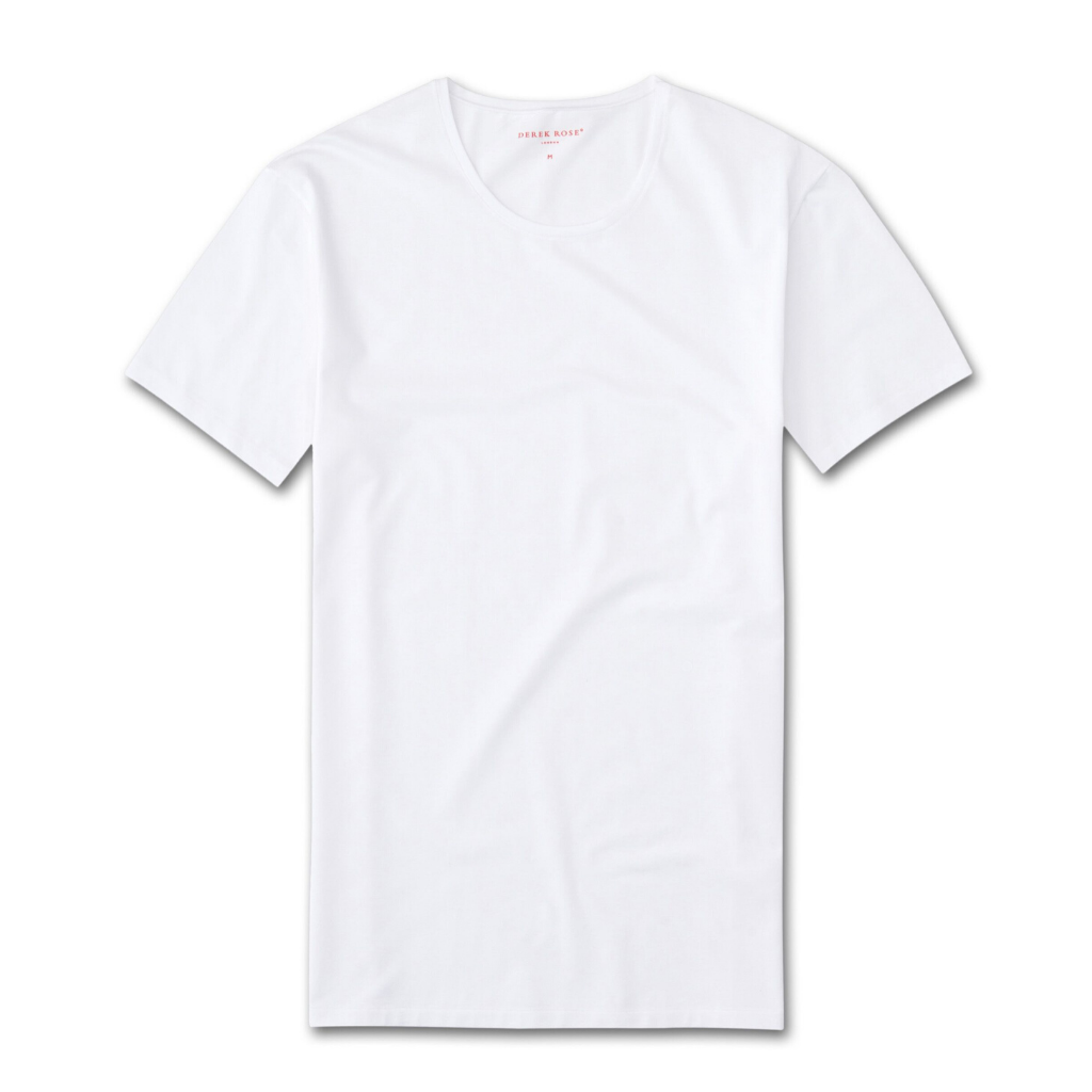 Derek Rose Mens Short Sleeve Jack Pima Cotton Crew Neck Stretch White T Shirt