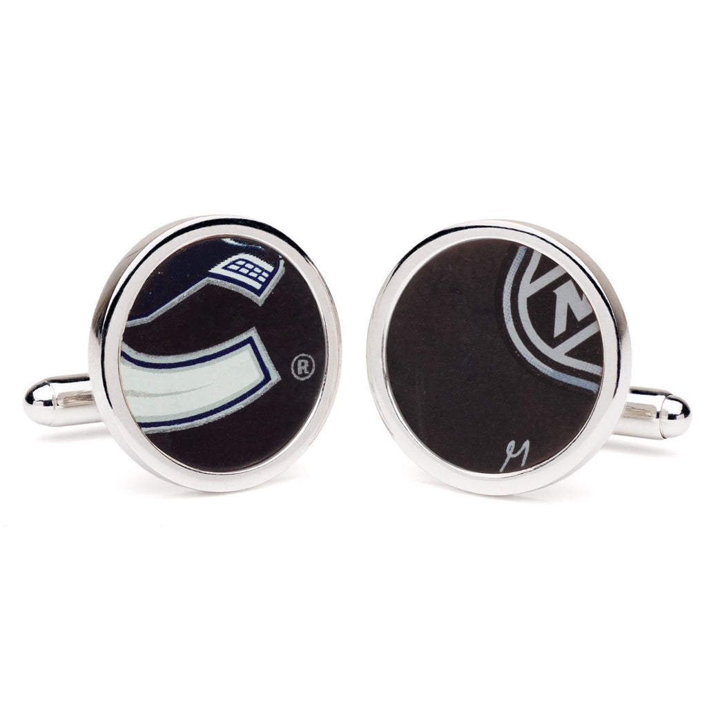 Tokens & Icons NHL Game Used Round Hockey Puck Cufflinks - Vancouver Canucks (61VC)