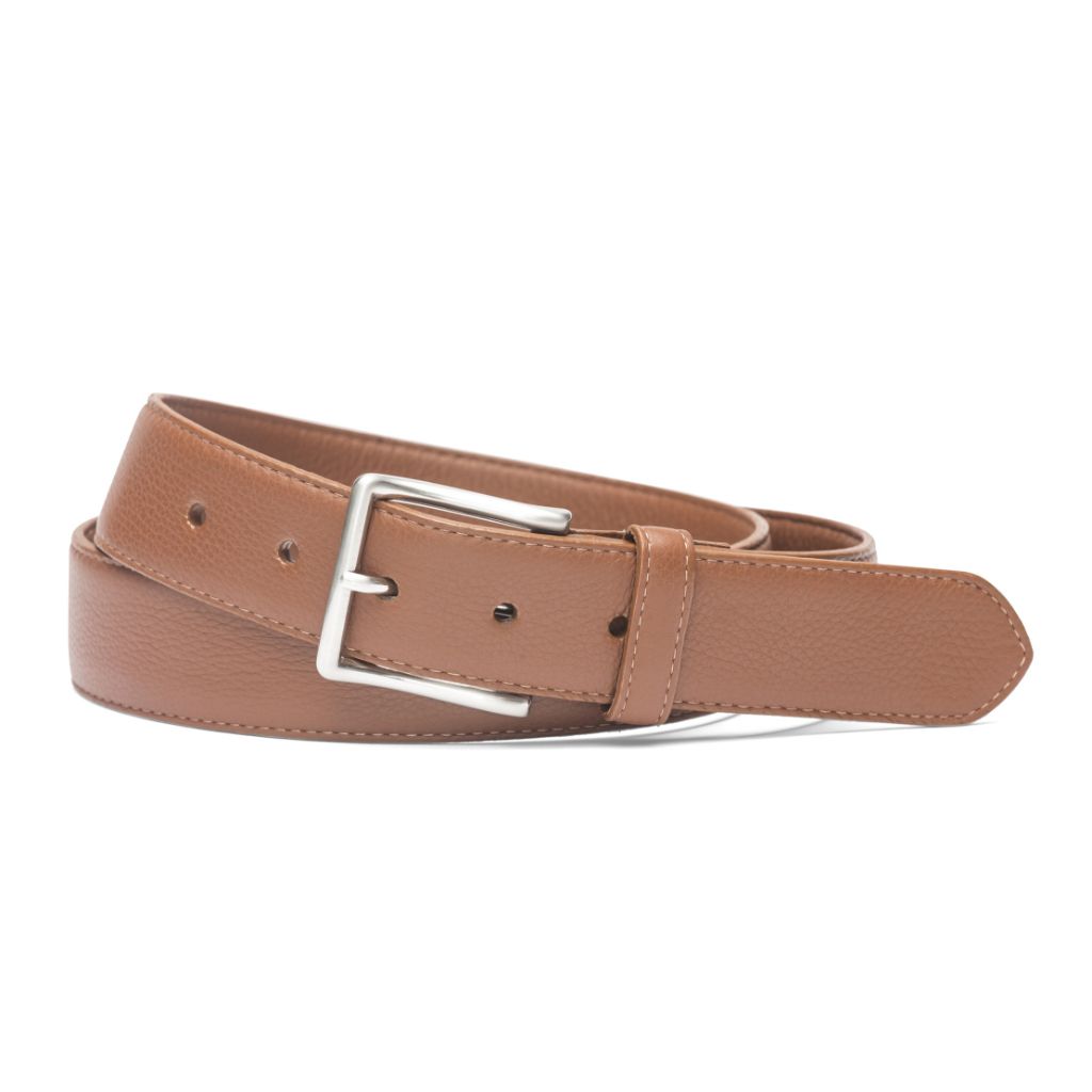 W. Kleinberg Mens 1 3/8” Wide High Pebbled Soft Construction Calf with Brushed Nickel Buckle Belt