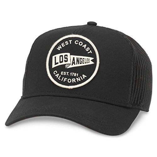 American Needle Valin Mesh Trucker Snapback Hat, Los Angeles, Black (42960A-LOSA)