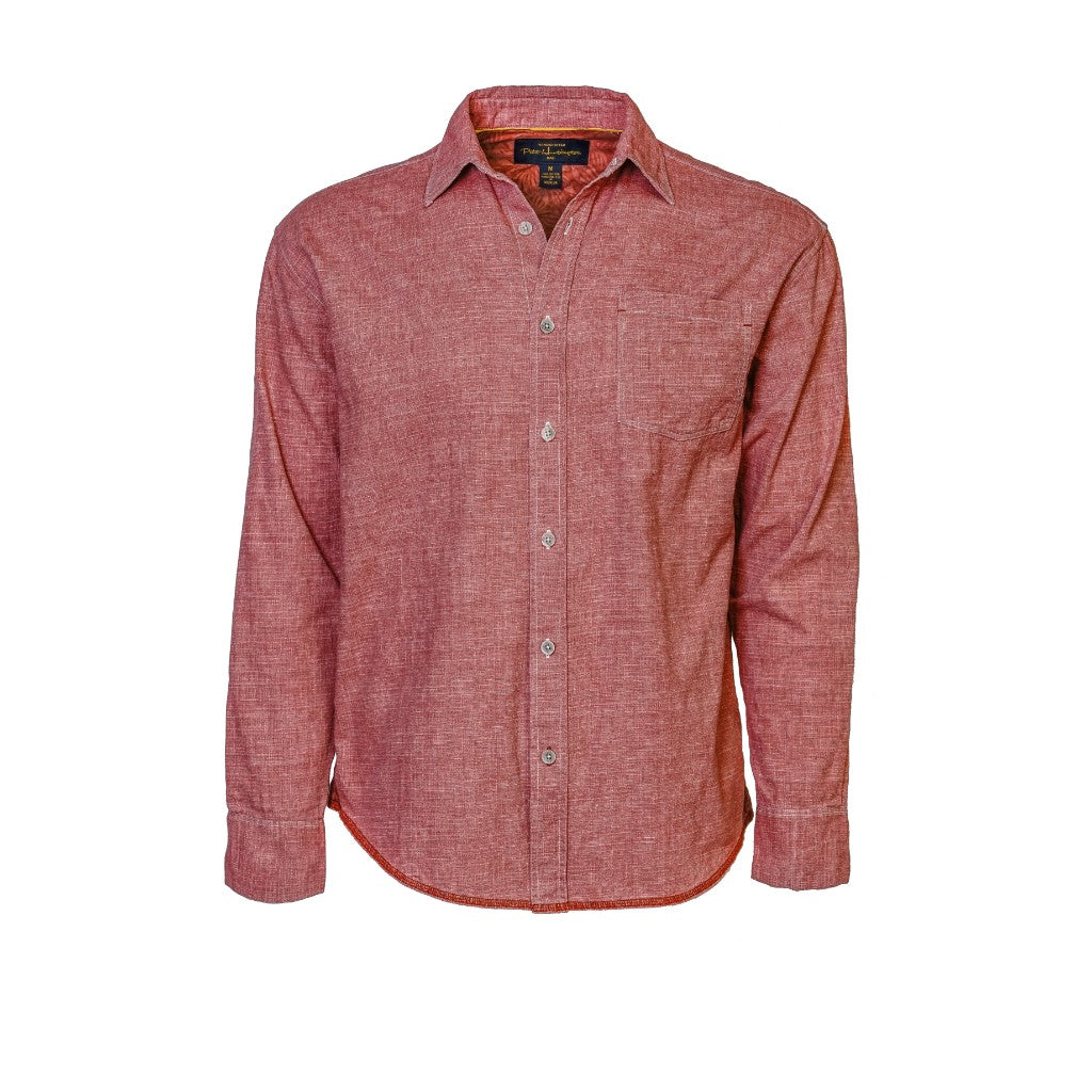 Pete Huntington Mens Cotton Long Sleeve Salmon Pink Dress Shirt (PH545SZ)