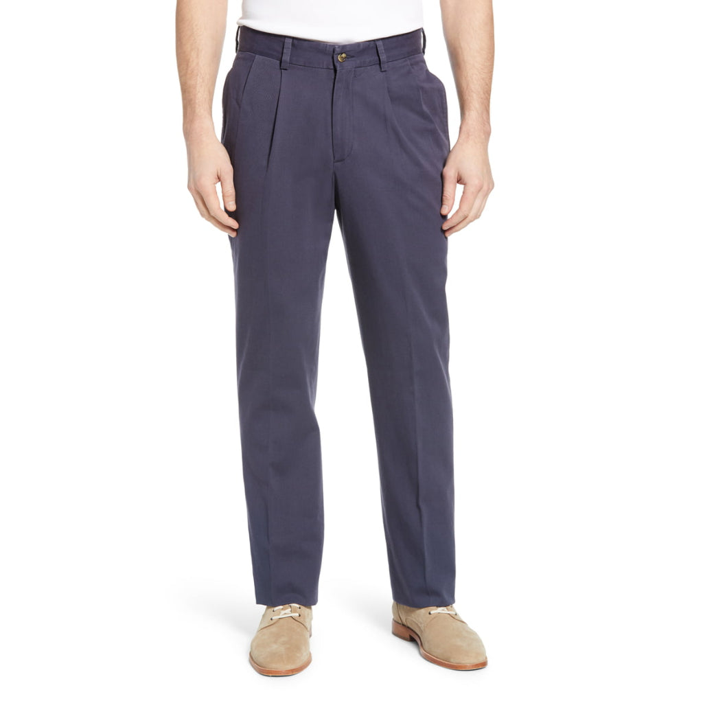 Charleston Khakis Classic Fit Washed Cotton Pleated Pants, Khaki