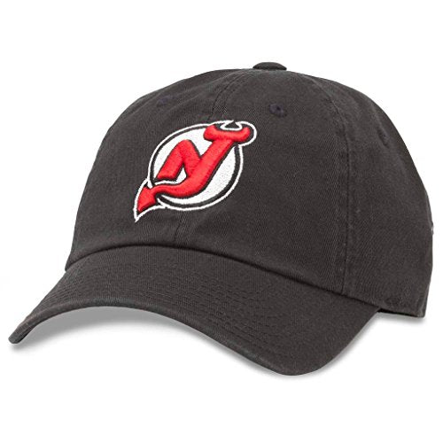 American Needle Blue Line NHL Team Dad Hat, New Jersey Devils, Black (40742A-NJD)