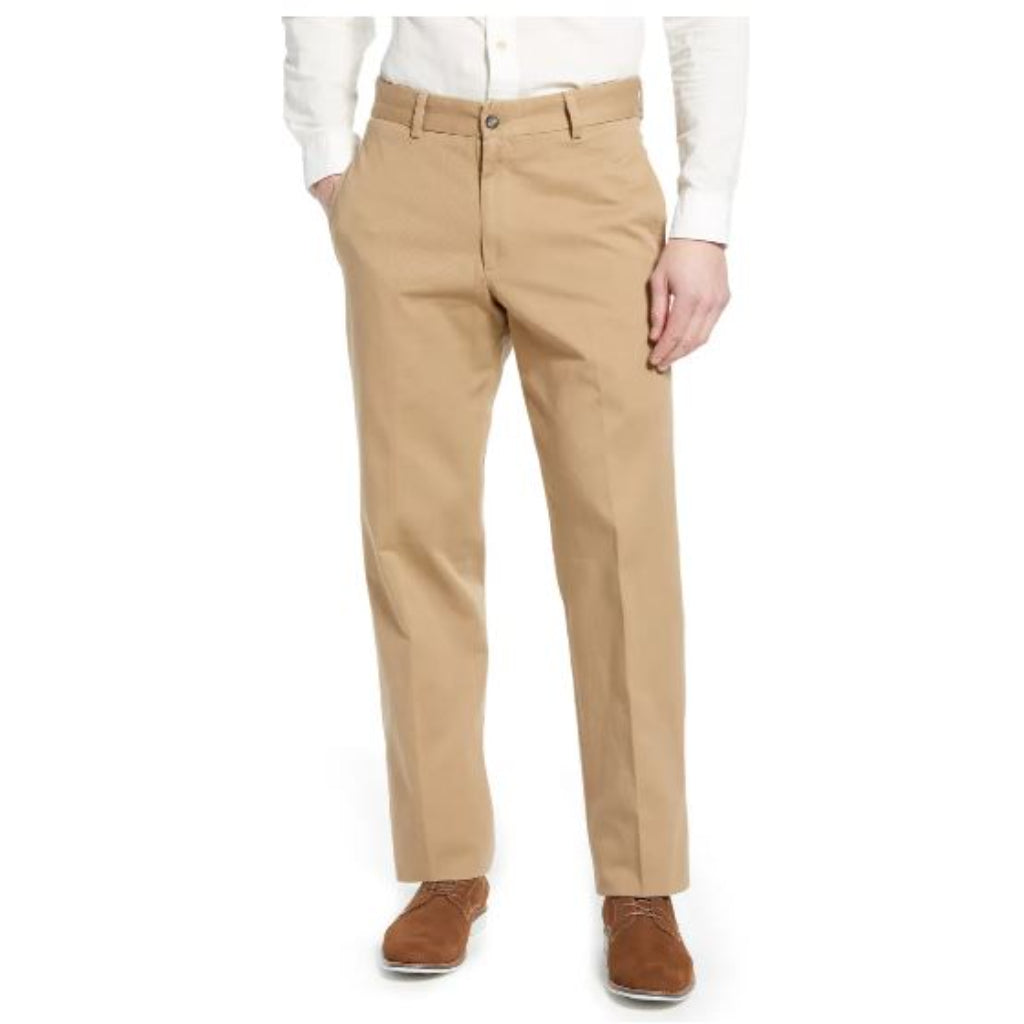 Charleston Khakis Classic Fit Washed Cotton Flat Front Pants, Khaki
