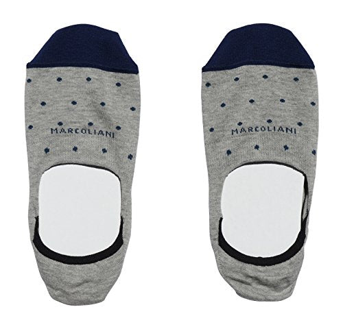 Marcoliani Milano Invisible Touch Polka Dot Pima Cotton Mens Sock, (One Size) Grey/Navy