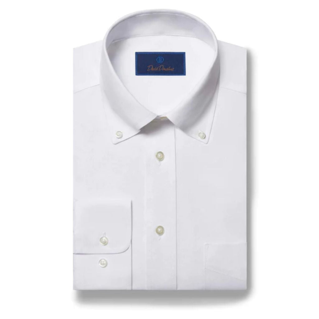 David Donahue Men's Regular Fit 100% Cotton Non-Iron Button Down Collar Dress Shirt