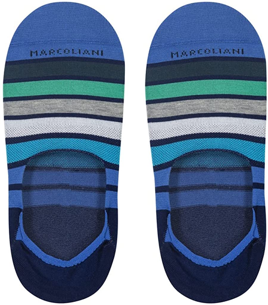 Marcoliani Milano Men's Pima Cotton Invisible Touch Bellagio Stripe Socks, One Size Fits Most