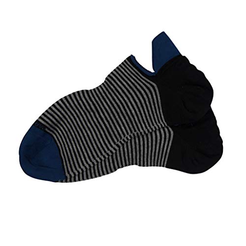 Marcoliani Milano Mens Invisible Touch No Show Pima Cotton Stripe Sneaker Socks