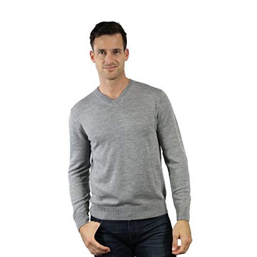 Raffi Men’s Classic Pullover V-Neck Sweater 100% Extra Fine Merino Wool
