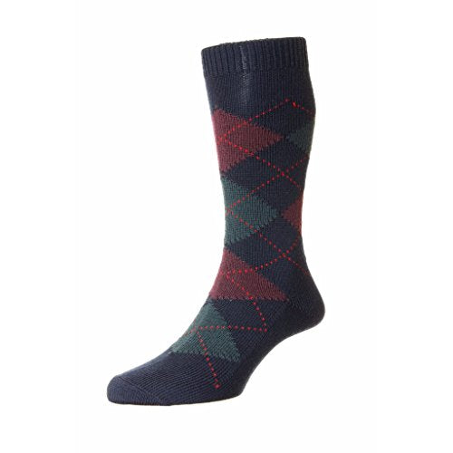 Pantherella Racton Merino Wool Argyle Mid Calf Mens Socks