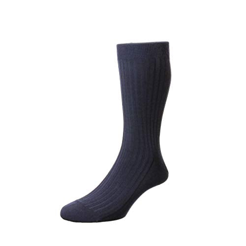 Pantherella Mens Rutherford Mid Calf Merino Royale Solid Ribbed Dress Socks