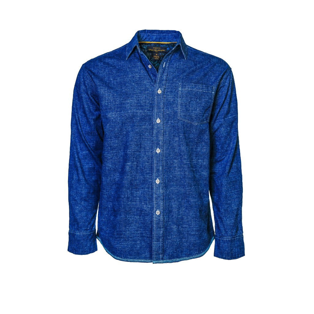 Pete Huntington Mens Cotton Dobby Long Sleeve Blue Dress Shirt (PH546SZ)