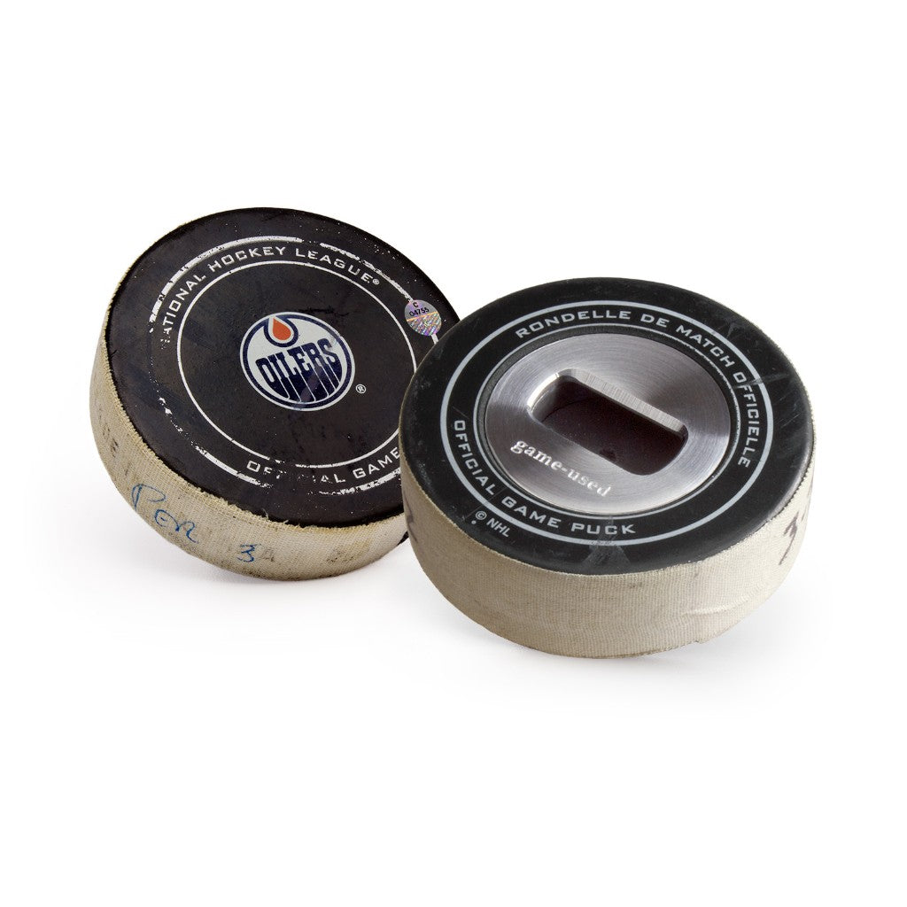 Tokens & Icons Game Used NHL Hockey Puck Beer Bottle Opener
